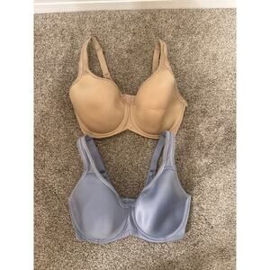 Wacoal Basic Beauty  Underwire Full Coverage Tshirt Bra Bundle(2)32DD,Tan&Silver